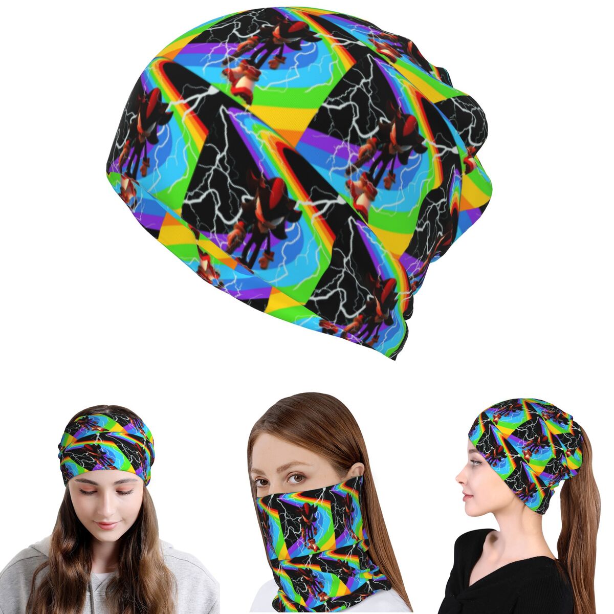 Knit Beanie Hat Warm - Shadow The Hedgehog Bandana Neck Cover