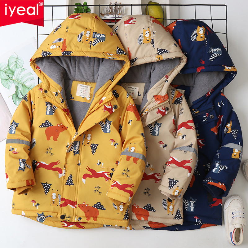 Flannel Shirt Lined - IYEAL Children's Coat Animals Printed Kids
