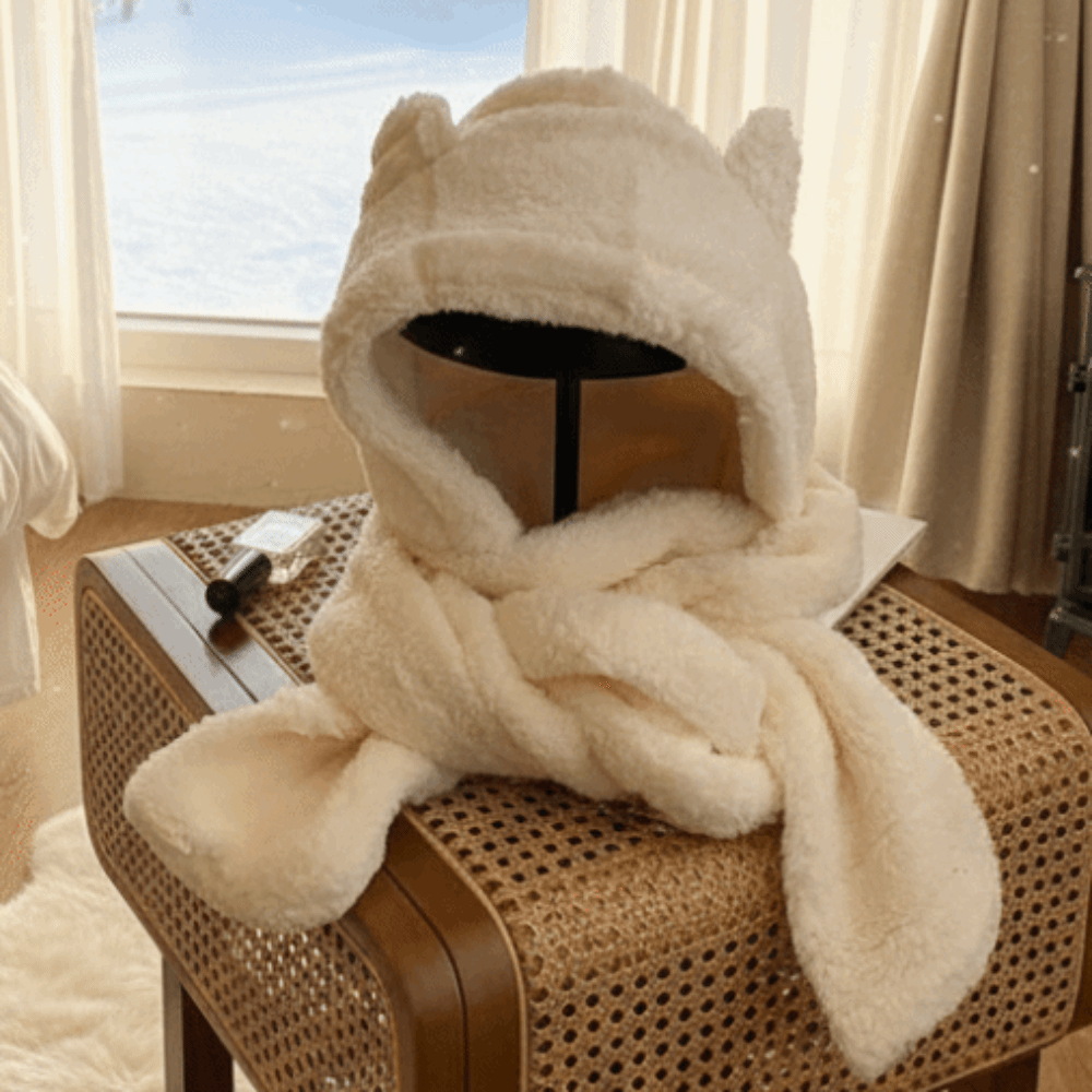 Knit Beanie Hat Warm - Thickened Bear Ear Plush Beanie 3