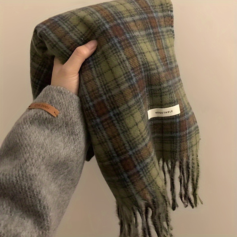 Vintage Green Plaid Tassel Sca – Cashmere Pashmina Wrap Bewertung und Preis