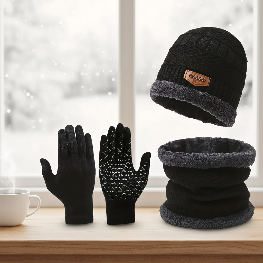 Winter Knit Hat & Scarf Set fo – Wool Scarf Men Bewertung und Preis