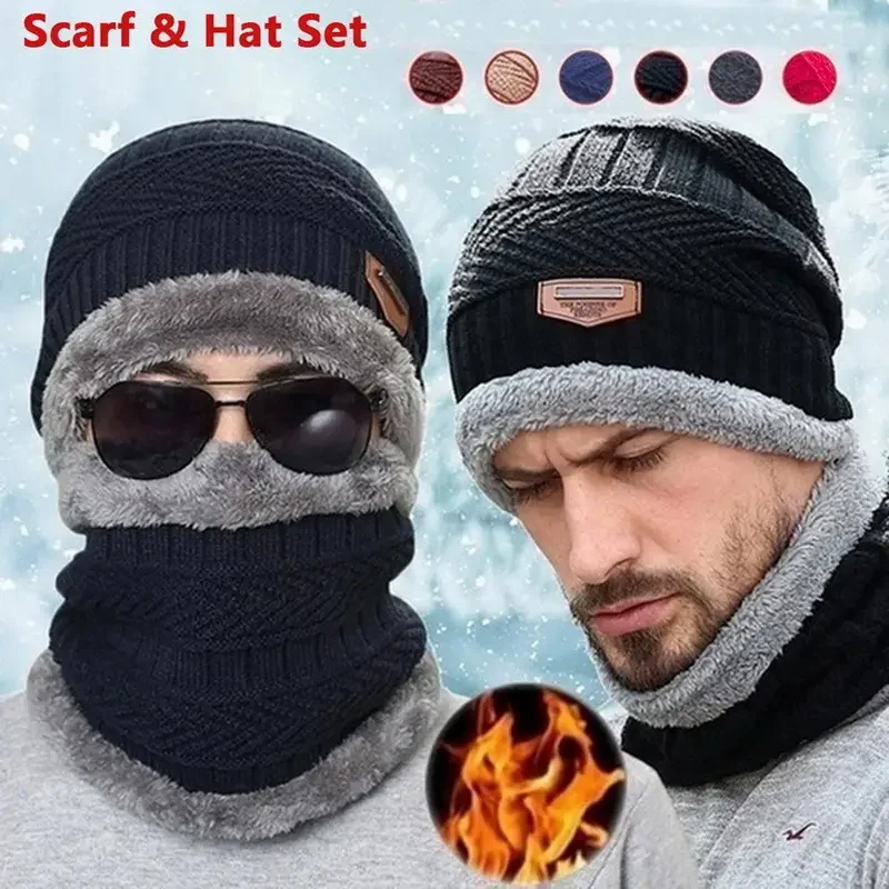 Winter Knit Hat & Scarf Set fo – Wool Scarf Men Bewertung und Preis
