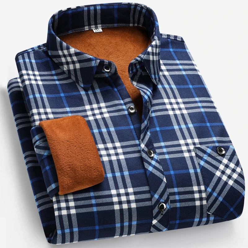 Autumn and Winter Men's Fleece – Flannel Shirt Lined Bewertung und Preis