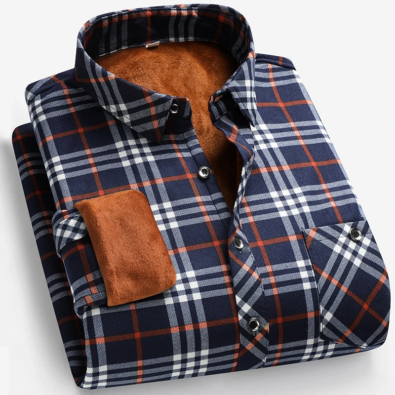 Autumn and Winter Men's Fleece – Flannel Shirt Lined Bewertung und Preis