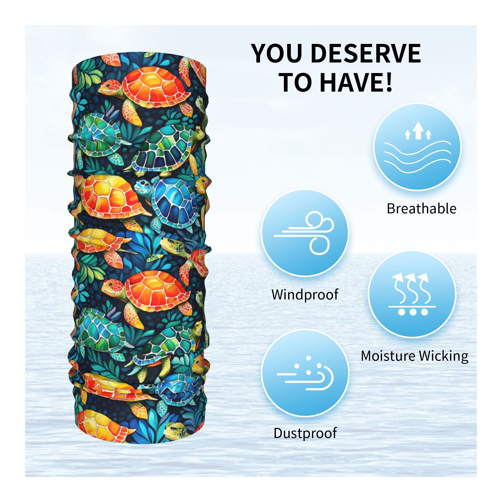 Custom Funny Colorful Sea Turt – Neck Gaiter Fleece Bewertung und Preis