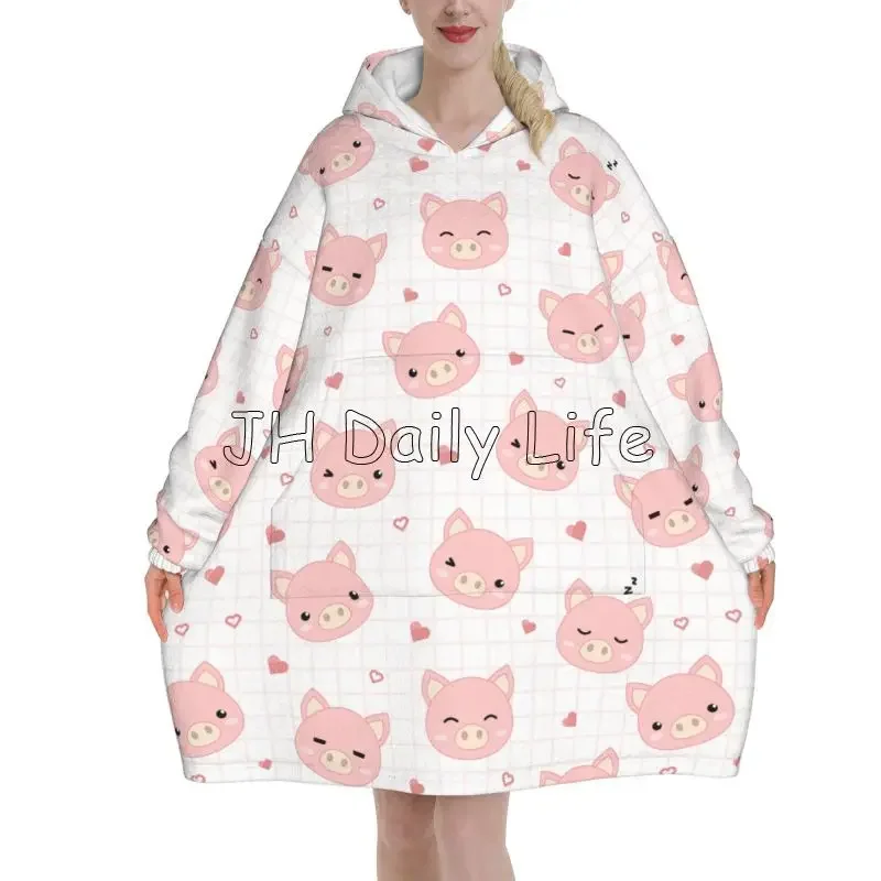 Cartoon Pigs Wearable Flannel  – Sherpa Hoodie Fleece Bewertung und Preis