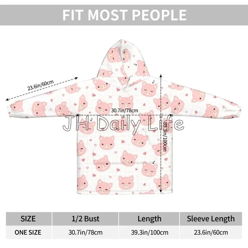 Cartoon Pigs Wearable Flannel  – Sherpa Hoodie Fleece Bewertung und Preis