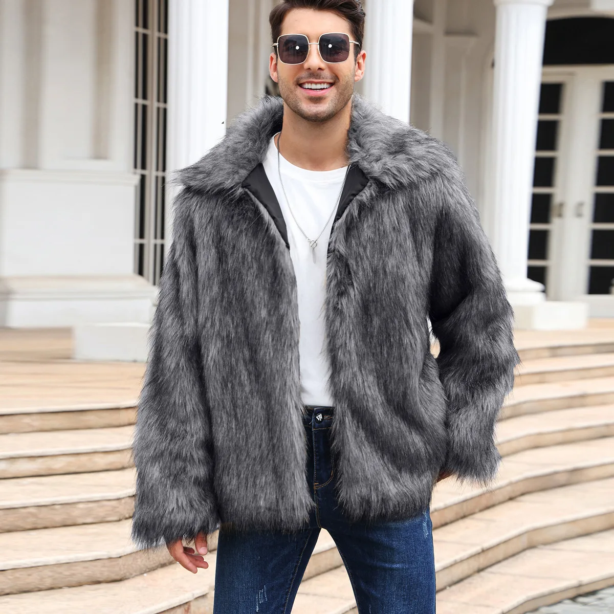 Men Faux Fox Fur Jacket Coat W – Down Jacket Packable Bewertung und Preis
