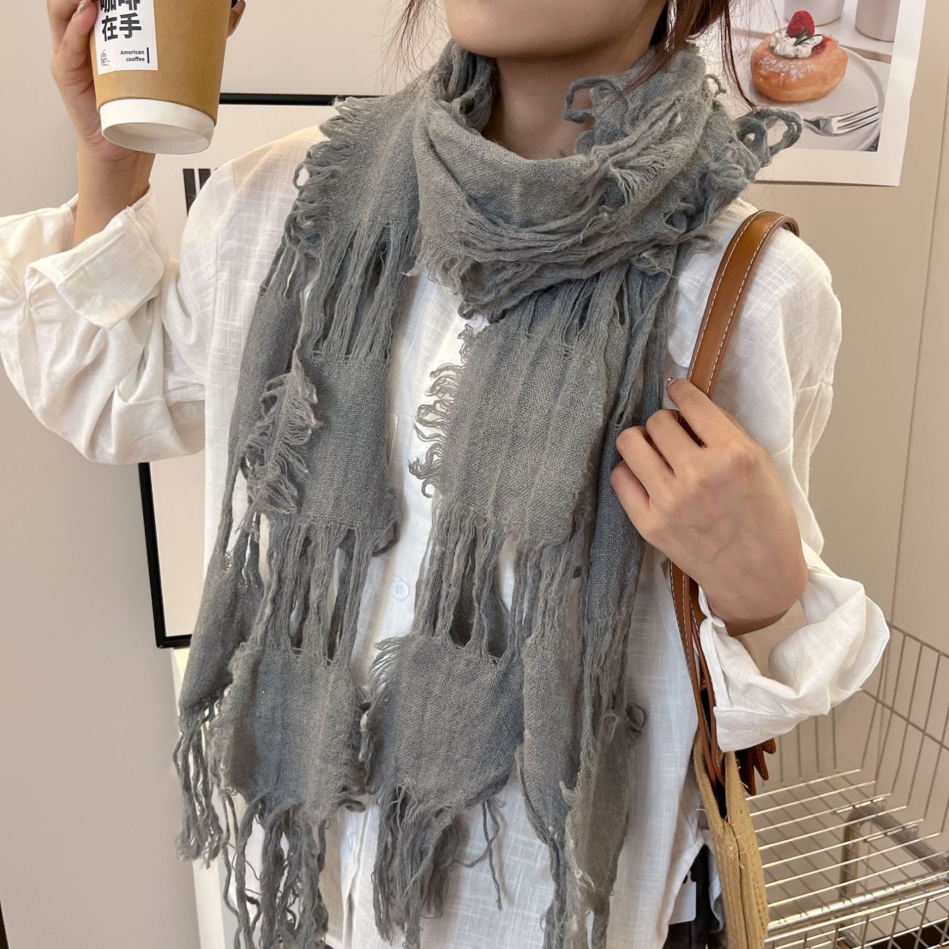 2025 New Fashion Ripped Hole T – Wool Scarf Men Bewertung und Preis