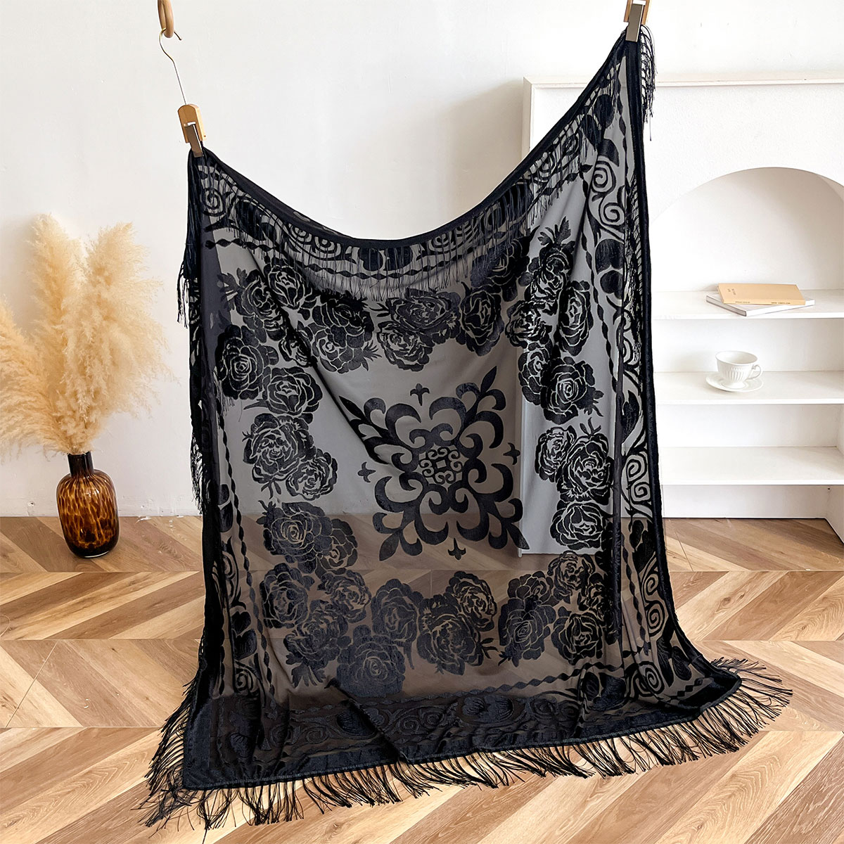 Retro Velvet Tassel Scarf Flor – Shawl Wrap Winter Bewertung und Preis