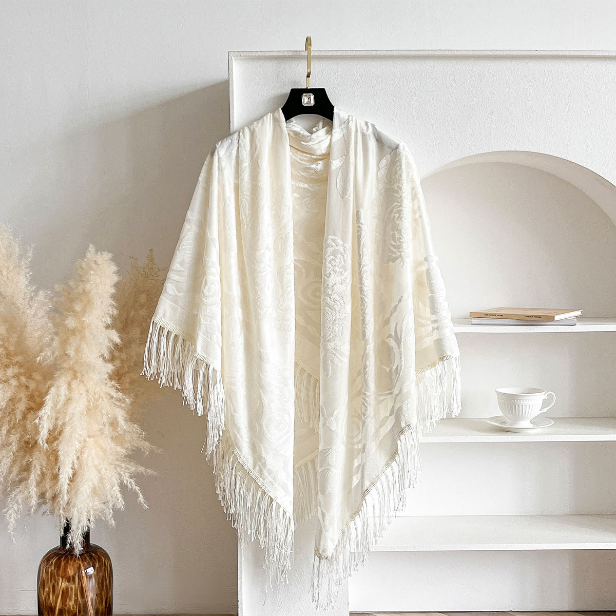 Retro Velvet Tassel Scarf Flor – Shawl Wrap Winter Bewertung und Preis