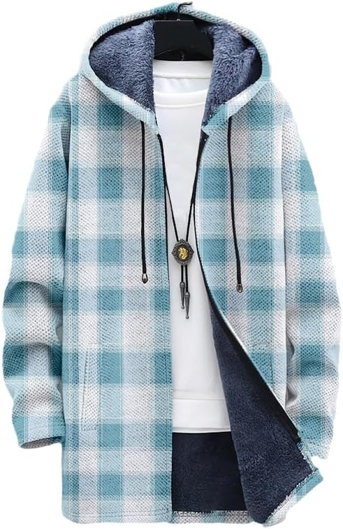 Men's Plaid Cardigan Oversized – Sherpa Hoodie Fleece Bewertung und Preis