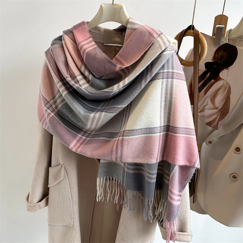 2025 Warm Plaid Cashmere Shawl – Cashmere Pashmina Wrap Bewertung und Preis