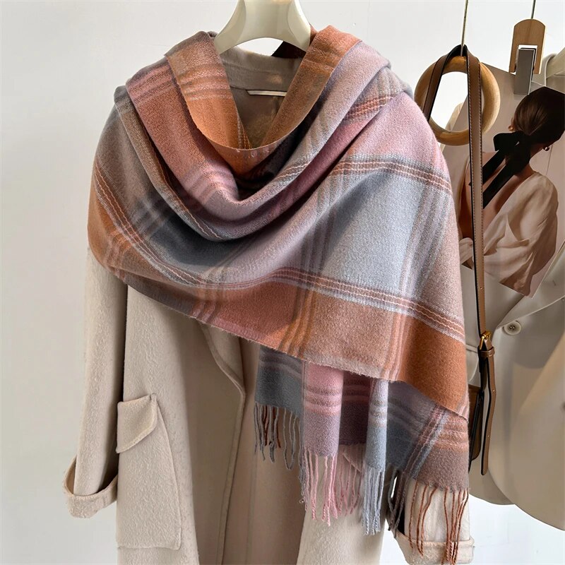 2025 Warm Plaid Cashmere Shawl – Cashmere Pashmina Wrap Bewertung und Preis